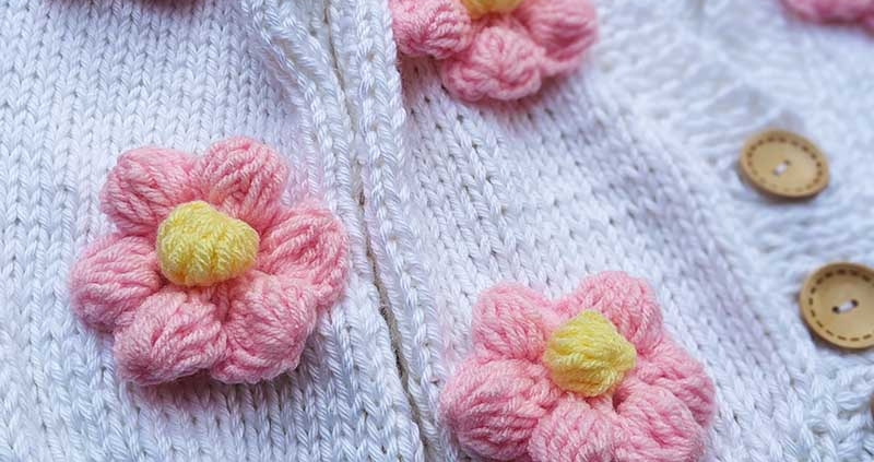 Crochet flower made using puff stitch
