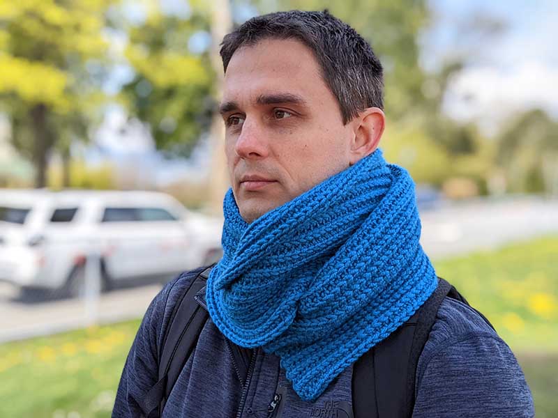 long crochet blue scarf for men and women