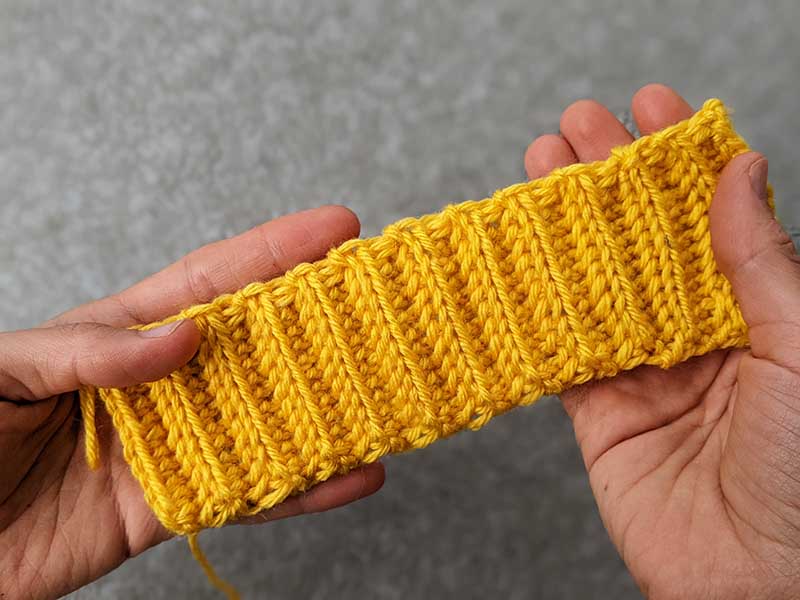 single crochet stitch ribbing for a hat
