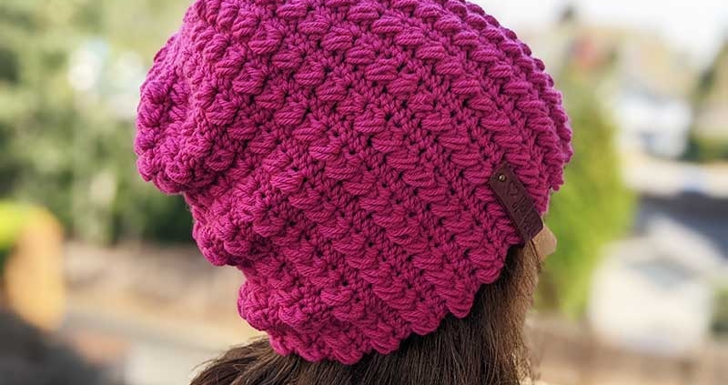 crochet puff stitch hat pattern for women