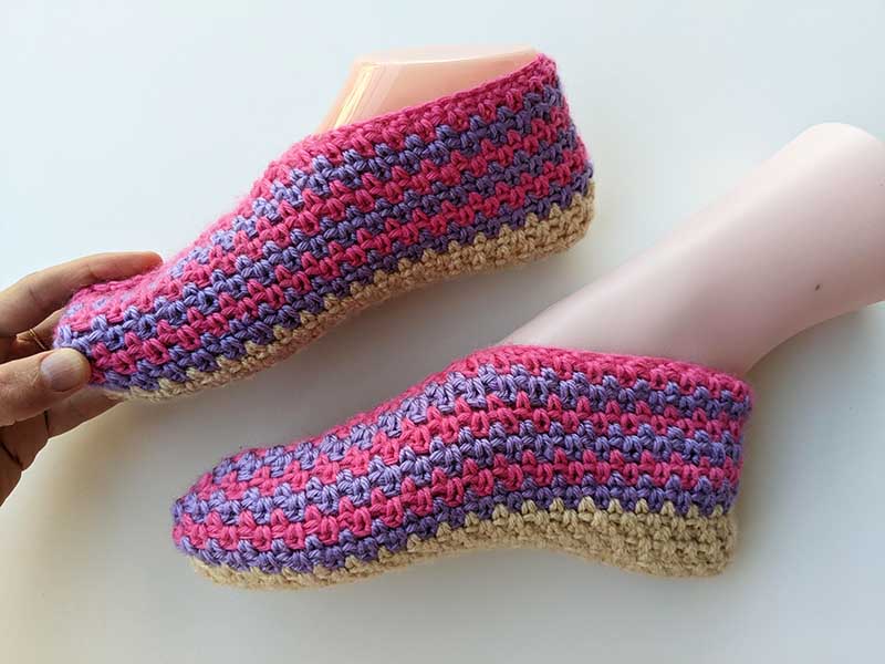 multi-color crochet slipper socks for beginners