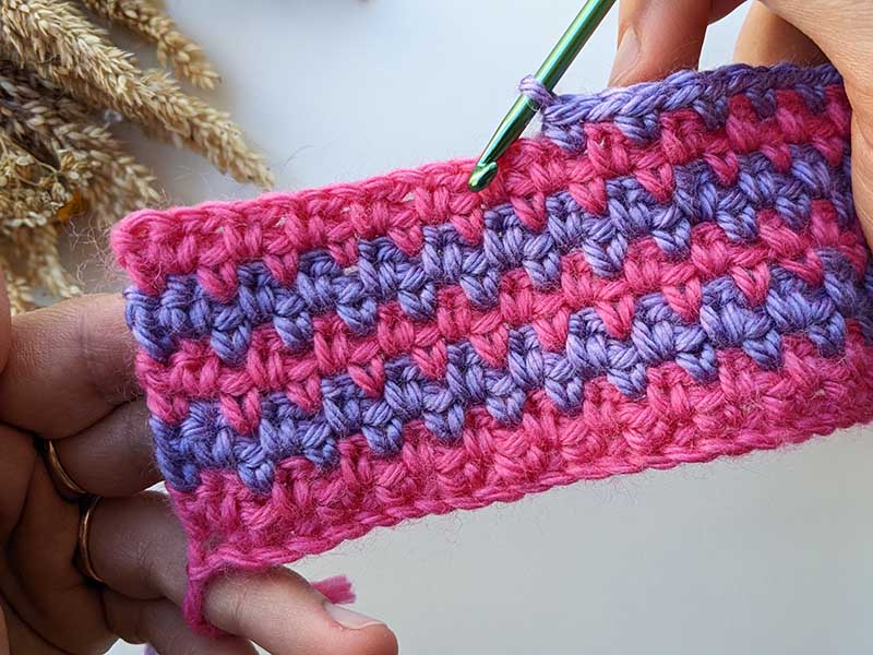 two (2) color crochet stitch that works great for for blanket. This 2-color crochet stitch is made using single crochet stitch only