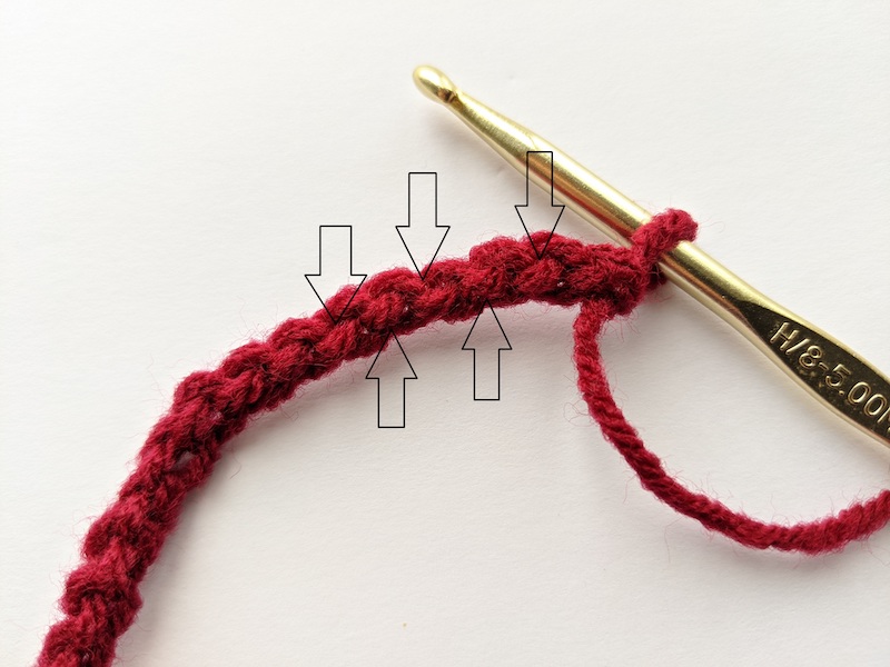 crochet row one of twisted headband - step two