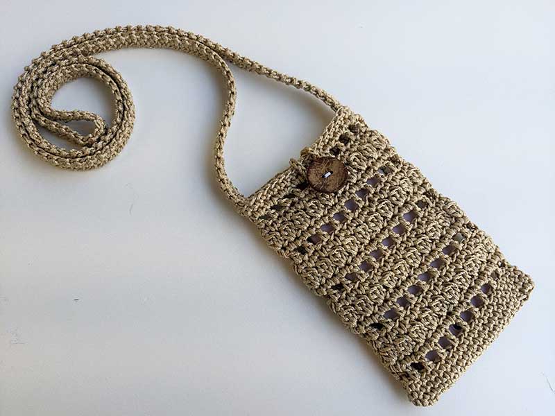 crochet phone bag with long handle