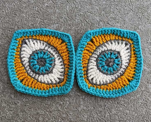 crochet eye granny square pattern