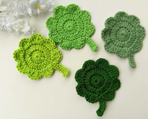 crochet clover leaf coaster pattern