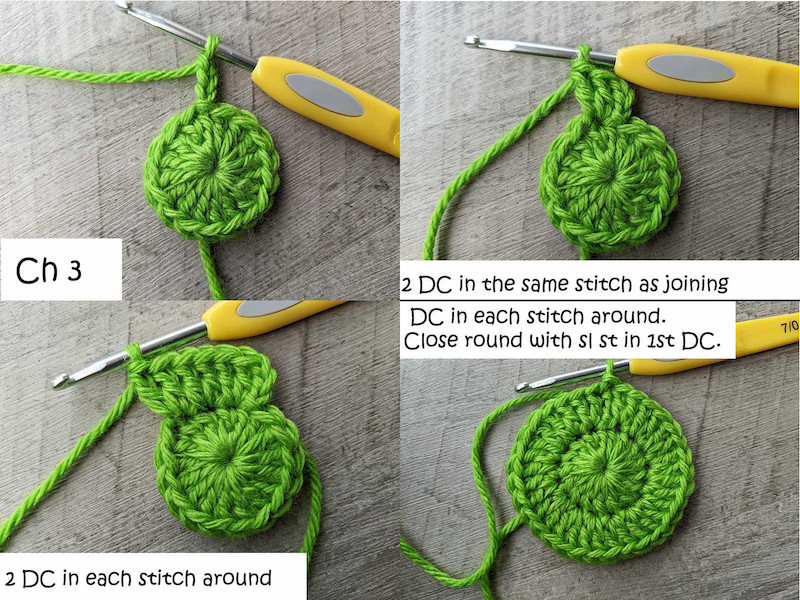 crochet clover leaf - round two