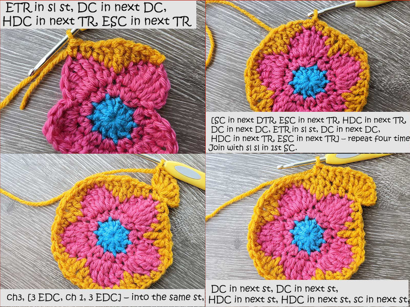crochet daisy flower granny square - rounds 4-5