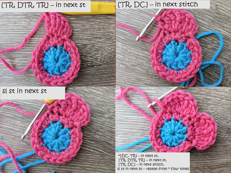 crochet daisy flower granny square - round 3