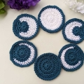 crochet new, crescent, gibbous, and full moon phases
