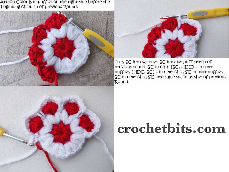 crochet paw print coaster - round four