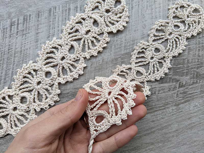 two crochet floral lace bookmarks