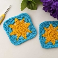 two crochet sun granny squares