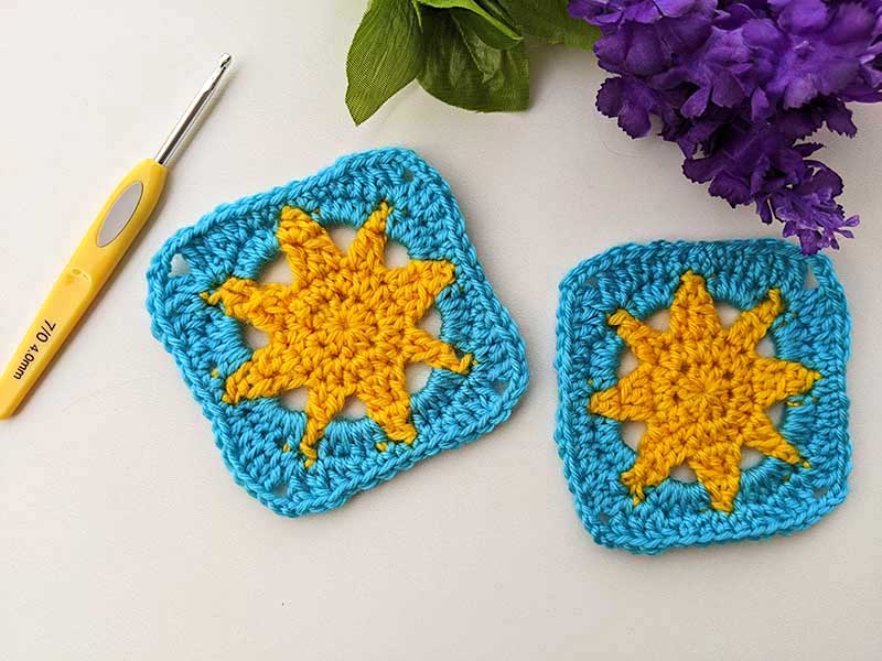 small-sized two crochet sun granny squares