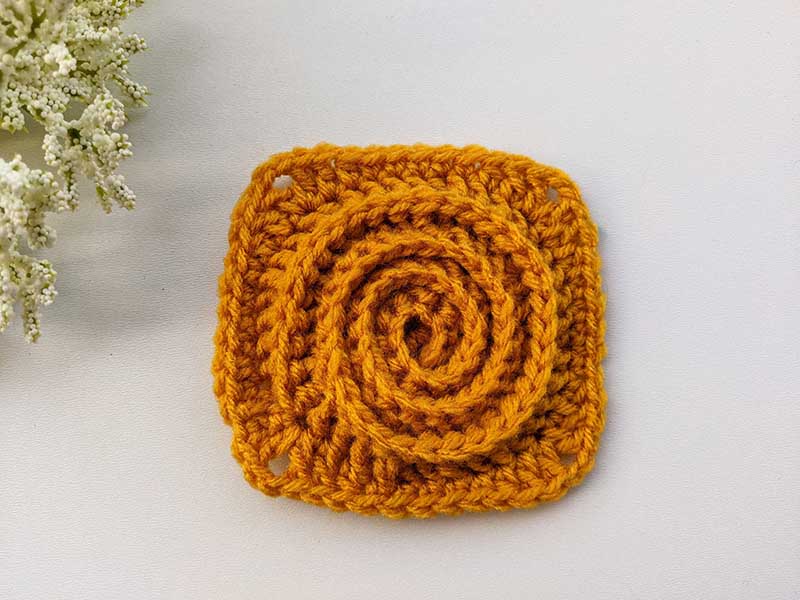 yellow/orange mono color crochet spiral granny square