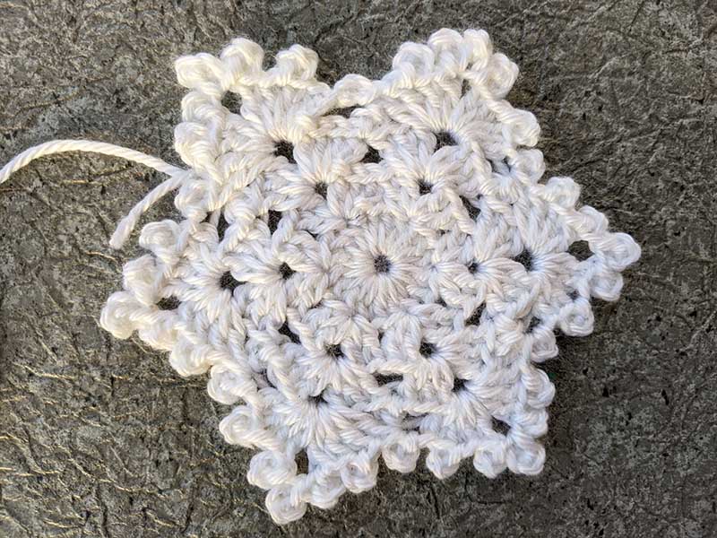 finished crochet white snowflake