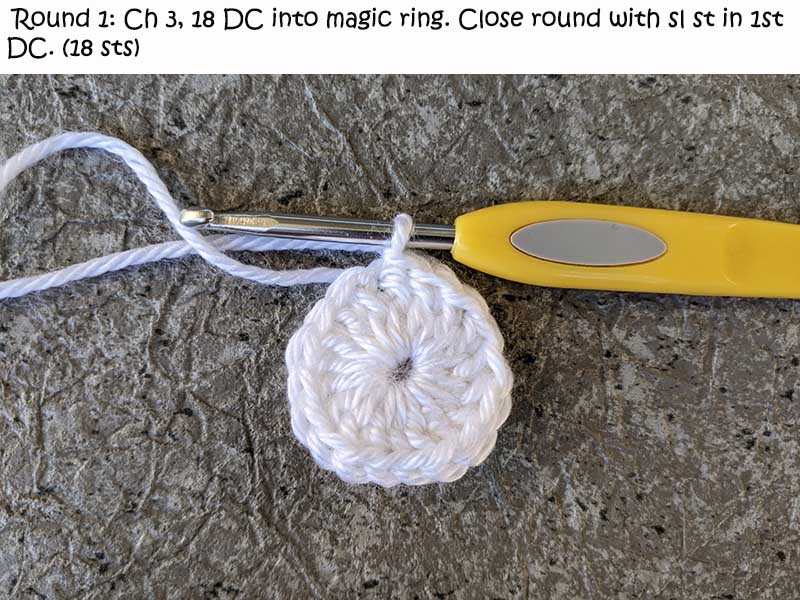 crochet snowflake image tutorial - round one