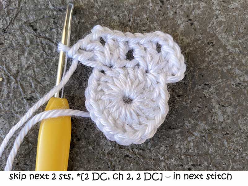 crochet snowflake image tutorial - round two, step two