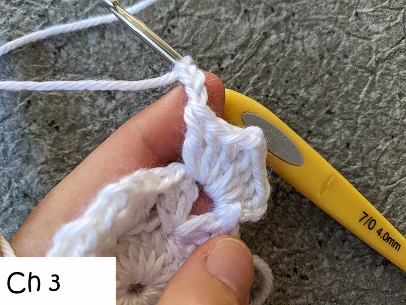 crochet snowflake image tutorial - round three, step two