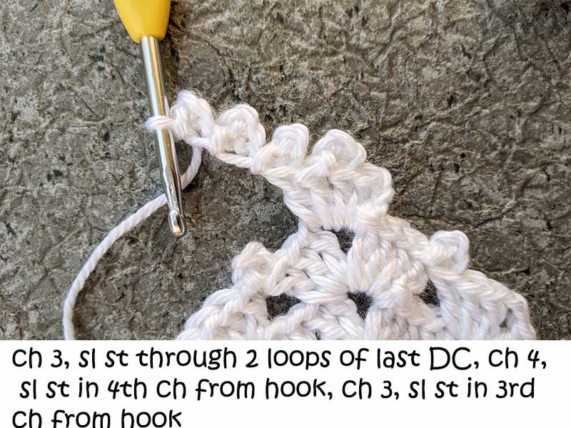 crochet snowflake image tutorial - round four, step two
