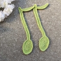 two crochet musical note bookmarks