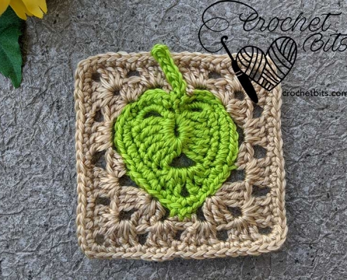 crochet leaf granny square pattern