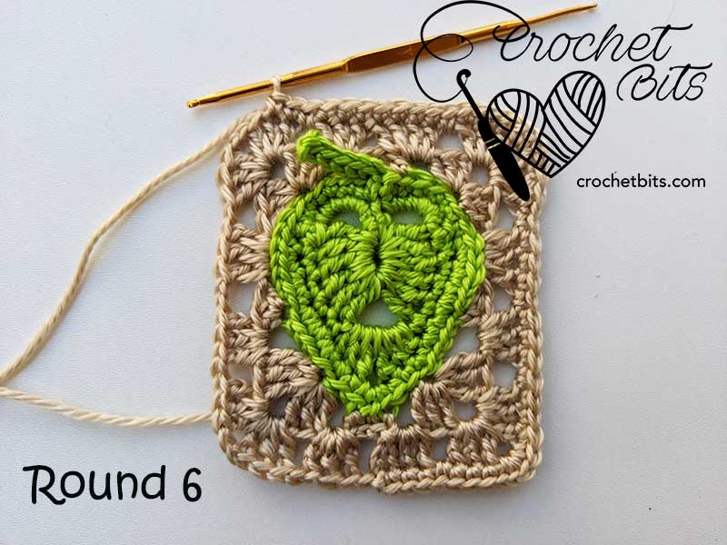 crochet monstera leaf granny square - round six