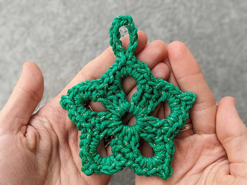 Christmas crochet star with hanging loop