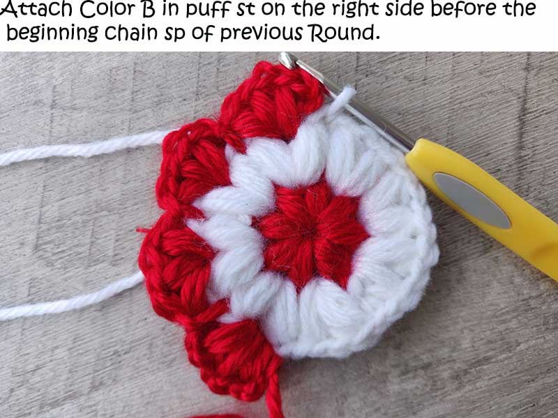 crochet paw print granny square - round four, step one