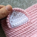 close up view of the crochet kitty ear