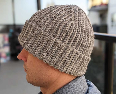 flat crochet men's ribbed hat pattern
