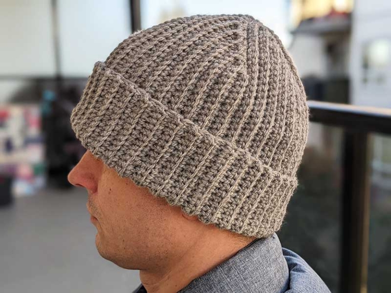 Free Flat Crochet Men's Ribbed Hat Pattern - Crochet Bits