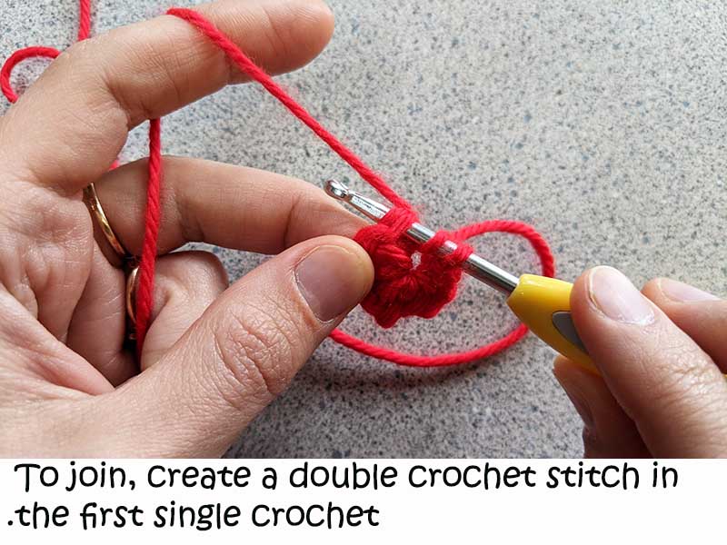 crochet moss stitch granny square - round 1-1