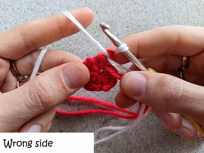 crochet moss stitch granny square - round 1-4