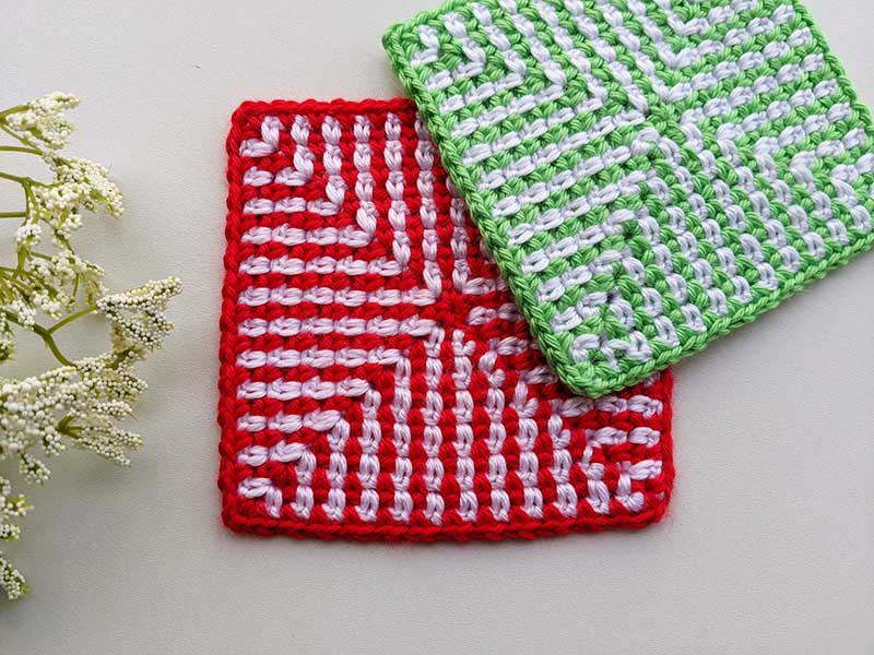 green and white crochet moss stitch granny square