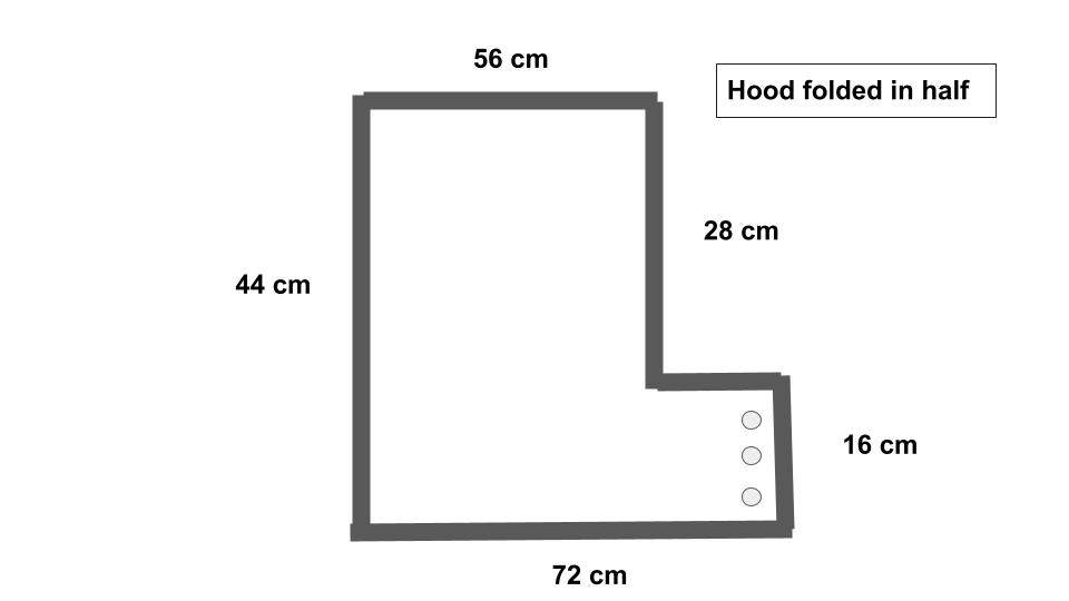 crochet scheme of the hood folded in half