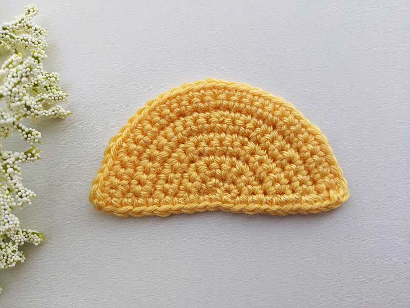 crochet yellow half-circle