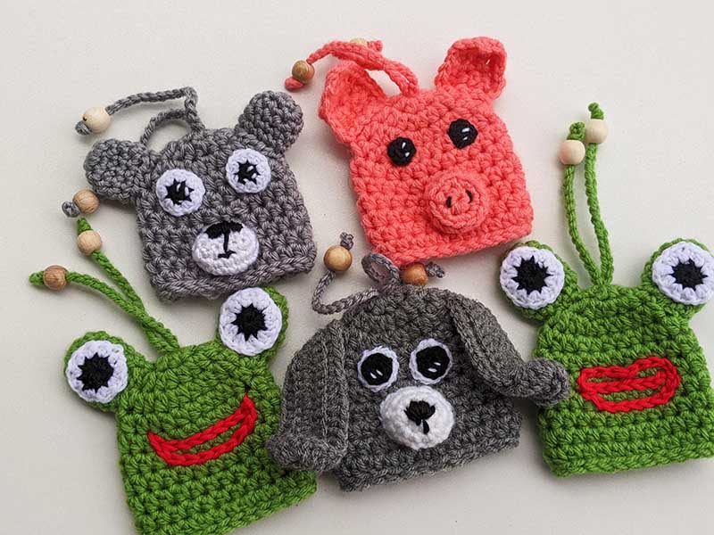 crochet animal key covers set