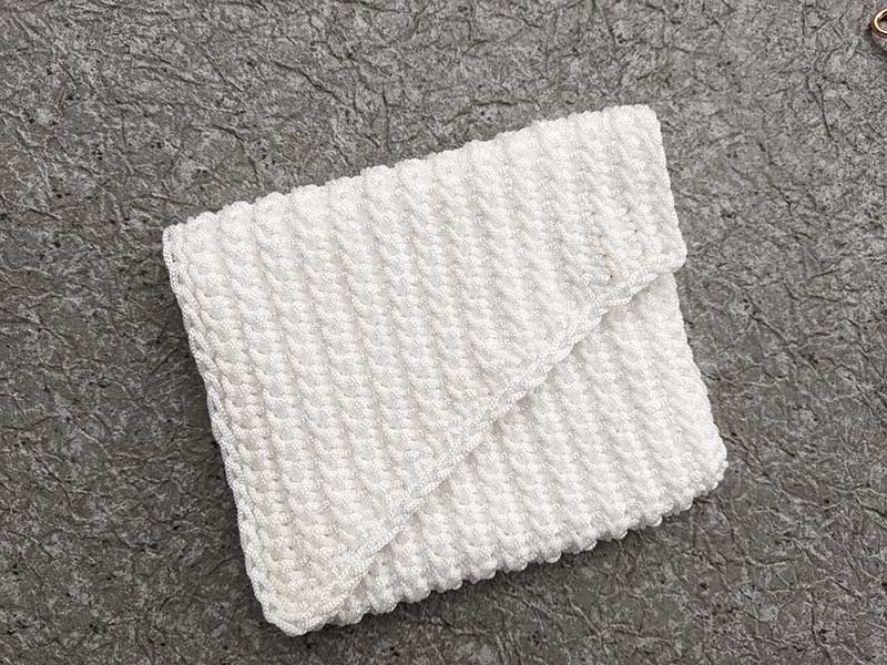 crochet wide wallet in a closed state - top view