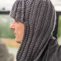 crochet men's trapper hat on a male model