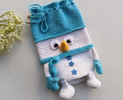 crochet snowman wine bottle cover pattern