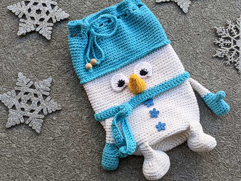 crochet snowman bottle cover