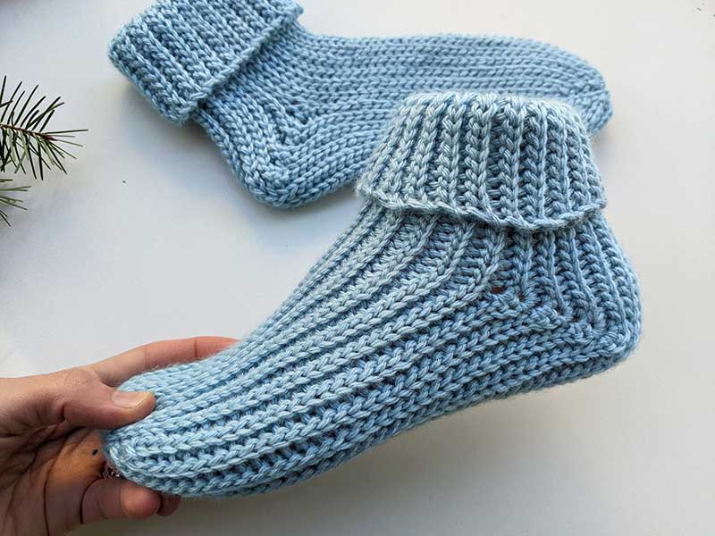 crochet blue slipper socks