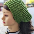 crochet kerchief bandana on a female mannequin - left-side view