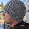 crochet hat for men on a male model