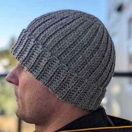 crochet nordic trail hat on the male model