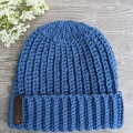 crochet nomad blue ribbed beanie for men
