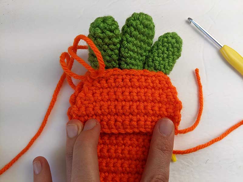 crochet carrot pocket assembly - step four