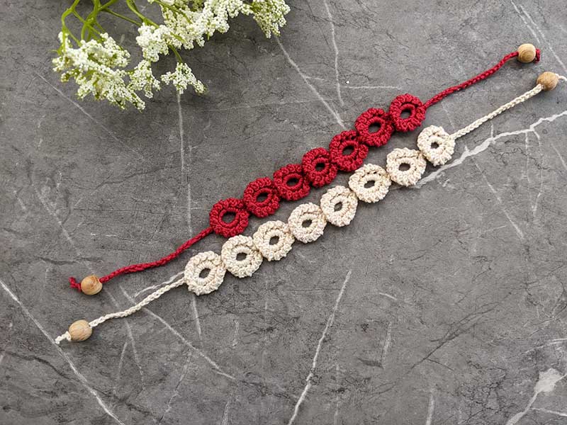 two delicate crochet lace bracelets