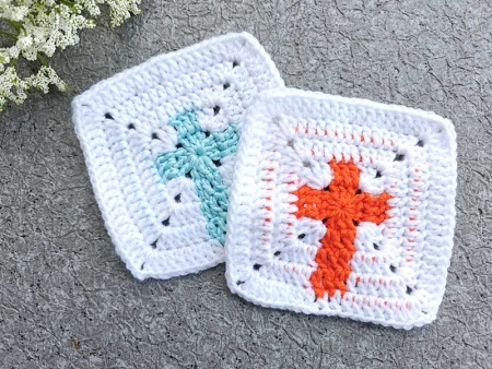 crochet cross motif block pattern
